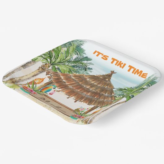 Tiki Luau | Tropical Beach Island Surf Pappteller (Gewinkelt)