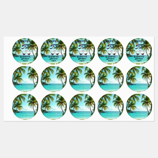 tiki luau tropical beach partyPaper Plate Etiketten (Blatt)
