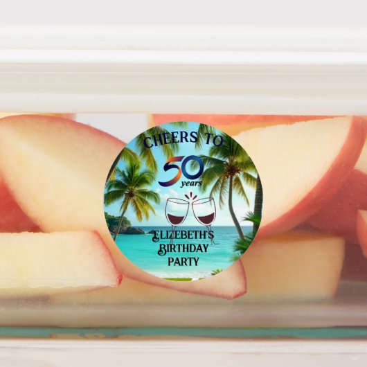 tiki luau tropical beach partyPaper Plate Etiketten (Befestigt)