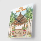 Tiki Luau | Tropical Beach Tiki Bar Aloha Square Quadratische Wanduhr (Winkel)