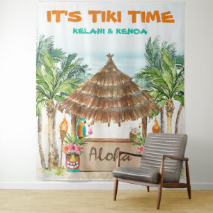 Tiki Luau Tropische Strand Tiki-Bar Wandteppich