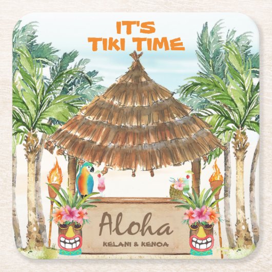 Tiki Luau | Tropischer Strand Aloha Rechteckiger Pappuntersetzer (Vorderseite)