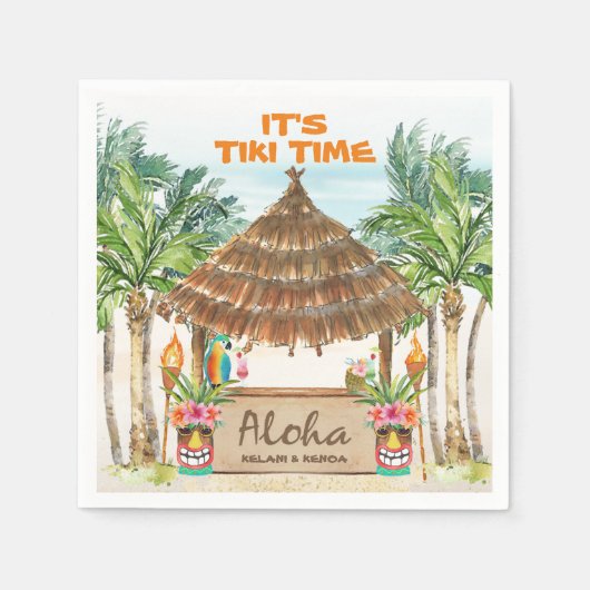 Tiki Luau | Tropischer Strand Aloha Serviette (Vorderseite)