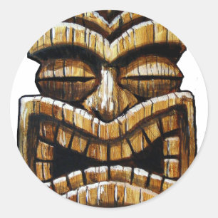 Tiki Mann Runder Aufkleber