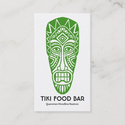Tiki Mask - Avocado auf Weiß Visitenkarte (Vorderseite)