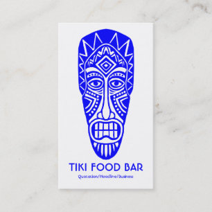 Tiki Mask - Blau auf Weiß Visitenkarte