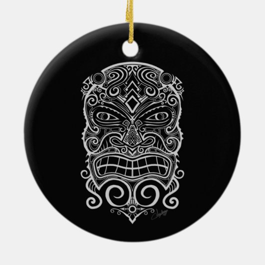 Tiki Mask Keramik Ornament (Hinten)
