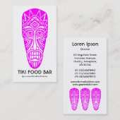 Tiki Mask - Magenta on White Visitenkarte (Vorne/Hinten)