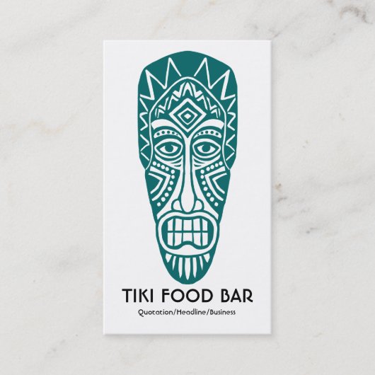 Tiki Mask - Moss Green on White Visitenkarte (Vorderseite)