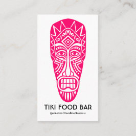 Tiki Mask - Neon Red on White Visitenkarte