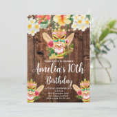 Tiki Mask Party, Aloha, Luau Birthday, Tropical Einladung (Stehend Vorderseite)