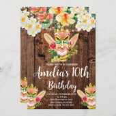 Tiki Mask Party, Aloha, Luau Birthday, Tropical Einladung (Vorne/Hinten)