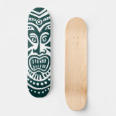 Tiki Mask Style - Dunkelgrün auf Weiß Skateboard (Vorderseite)