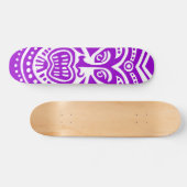 Tiki Mask Style - Lila auf Holz Skateboard (Horizontal)