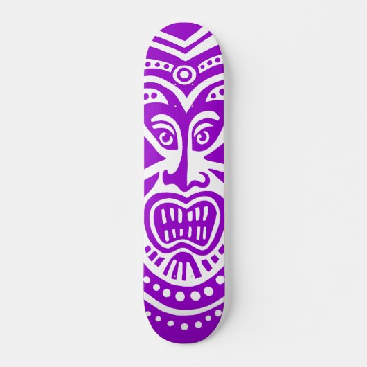 Tiki Mask Style - Lila auf Holz Skateboard (Vorne)