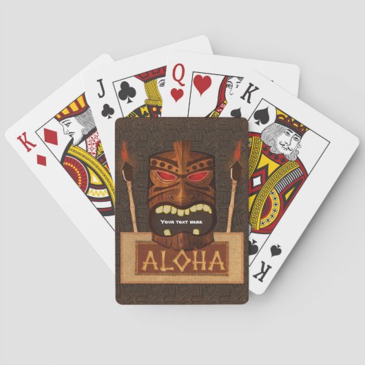 Tiki Maske aus Holz Vintag Retro Aloha Hawaii Spielkarten (Rückseite)