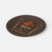 Tiki-Maske aus Holz Vintag Retro ALOHA Sommer-Part Pappteller (Schrägansicht)