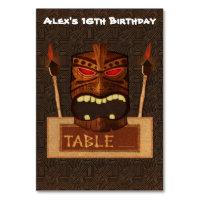 Tiki Maske aus Holz Vintag Retro Luau Tischnummer