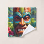 Tiki-Maske Badhandtuch Set (Waschlappen)
