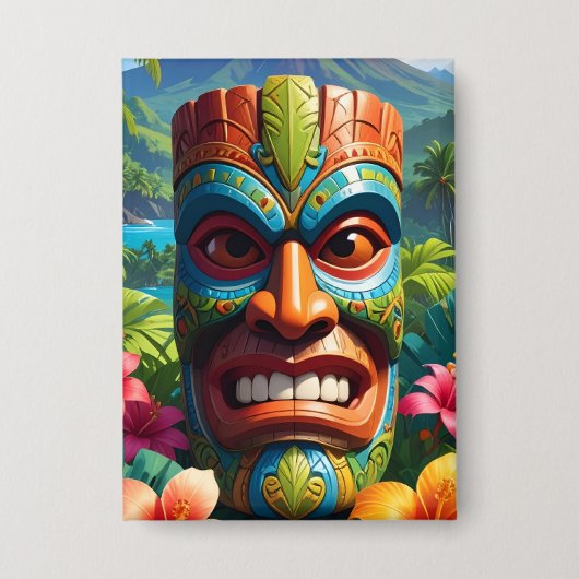 Tiki-Maske Button (Vorderseite)