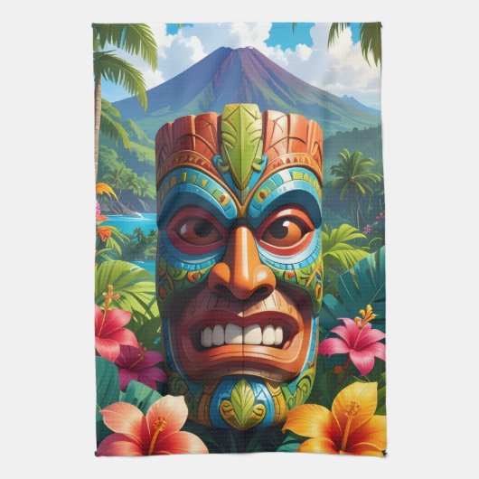 Tiki-Maske Geschirrtuch (Vertikal)