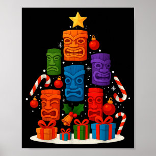 Tiki-Maske Luau-Weihnachtsbaum Hawaiianischer Weih Poster