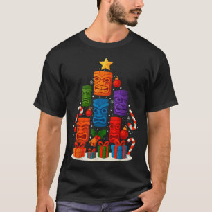 Tiki-Maske Luau-Weihnachtsbaum Hawaiianischer Xmas T-Shirt