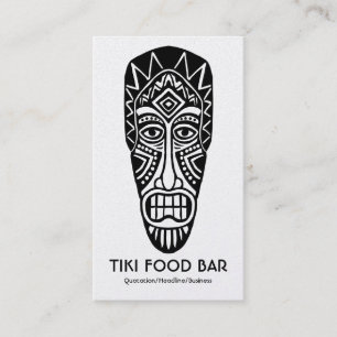 Tiki Maske - Schwarz auf Weiß (Gold) Visitenkarte