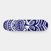 Tiki Maske Style - Navy on Wood (Retro) Skateboard (Horizontal)