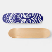Tiki Maske Style - Navy on Wood (Retro) Skateboard (Horizontal)