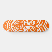 Tiki Maske Style - Orange on White (Retro) Skateboard (Horizontal)