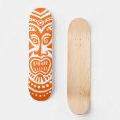 Tiki Maske Style - Orange on White (Retro) Skateboard (Vorderseite)