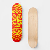 Tiki Maske Style - Rot auf Gelb Skateboard (Vorderseite)