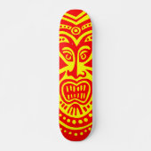 Tiki Maske Style - Rot auf Gelb Skateboard (Vorne)