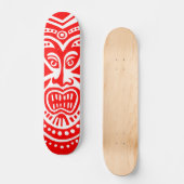 Tiki Maske Style - Rot auf Holz Skateboard (Vorderseite)