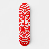 Tiki Maske Style - Rot auf Holz Skateboard (Vorne)