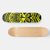 Tiki Maske Style - Schwarz auf Gelb Skateboard (Horizontal)
