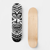 Tiki Maske Style - Schwarz auf Weiß (Retro) Skateboard (Vorderseite)