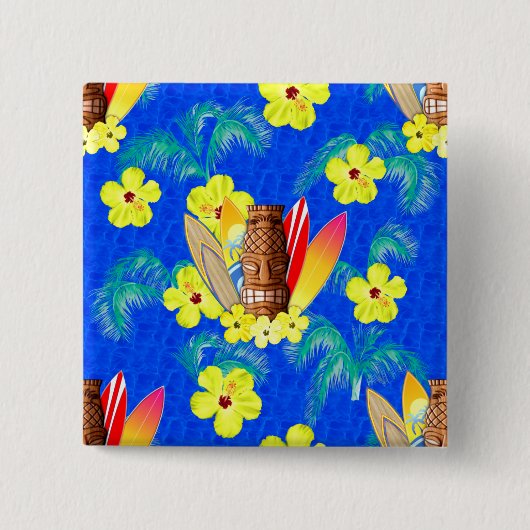Tiki Maske und Surfbretter Button (Vorderseite)