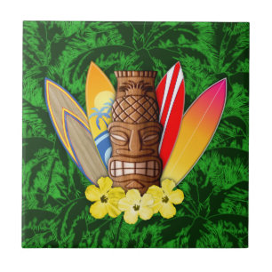 Tiki Maske und Surfbretter Fliese