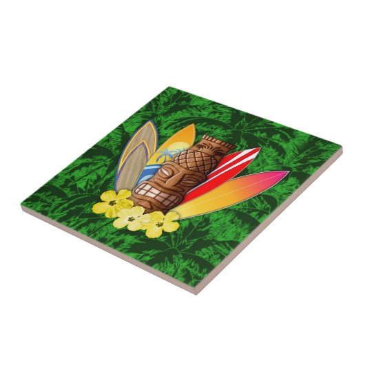 Tiki Maske und Surfbretter Fliese (Seite)