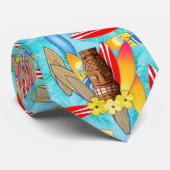 Tiki Maske und Surfbretter Krawatte (Gerollt)