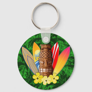 Tiki Maske und Surfbretter Schlüsselanhänger