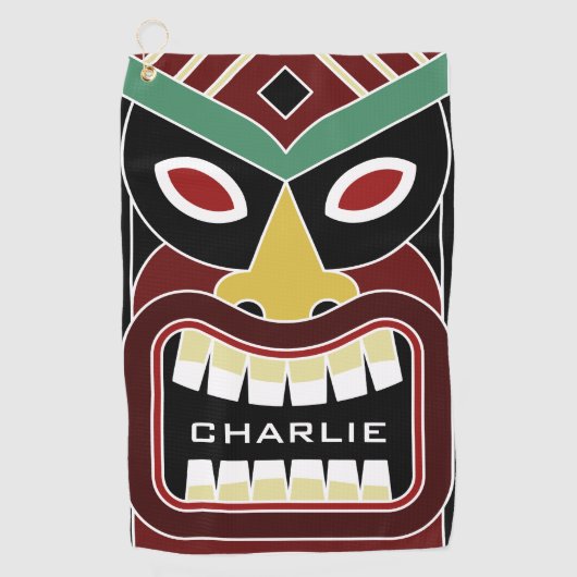 Tiki Masken-Name-Golftuch Golfhandtuch (Vorderseite)