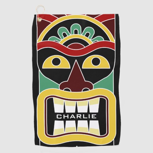 Tiki Masken-Name-Golftuch Golfhandtuch (Vorderseite)
