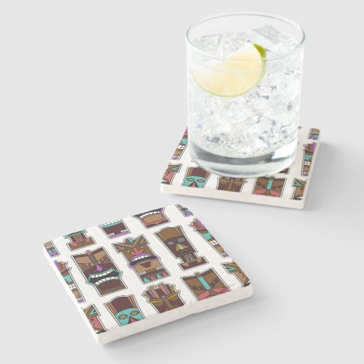 Tiki Maskenvorlage Steinuntersetzer (Seitenansicht)