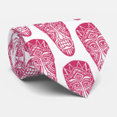 Tiki Masks - Regal Red on White Krawatte (Gerollt)