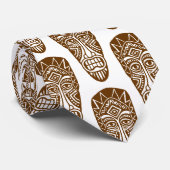 Tiki Masks - Walnut on White Krawatte (Gerollt)