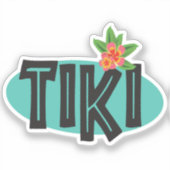 Tiki mit Hibiskus Blume Aufkleber (Vorderseite)