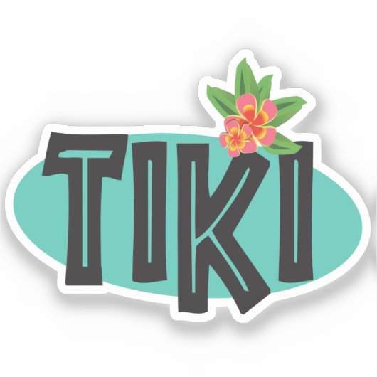 Tiki mit Hibiskus Blume Aufkleber (Vorderseite)